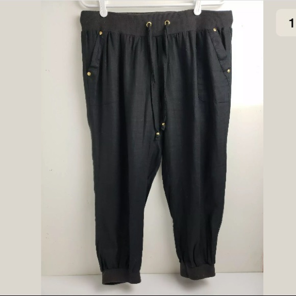 Guess Linen Capri Jogger Pants With Pockets - Picture 1 of 8